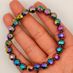 Aura Coated Hematite Crystal Bracelet